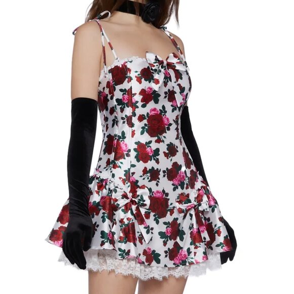 NEW Sugar Thrillz Scandal Sheet Taffeta Dress Floral Print Size XL - Picture 2 of 11